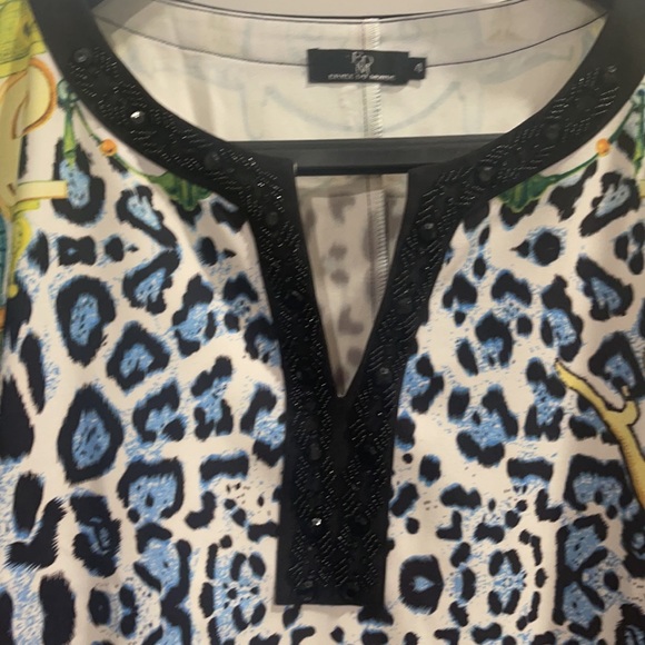 EDM ETOILE DU MONDE Art work  Multi Print Beaded  Shift Dress 4 - Picture 5 of 12